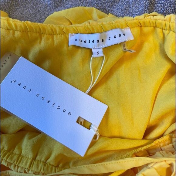 ENDLESS ROSE One Shoulder Yellow Mini Dress.Size S - Picture 12 of 16